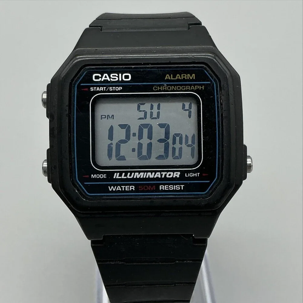Casio W-217H Mens Watch 38mm Digital Black Illuminator Alarm Chrono New Battery